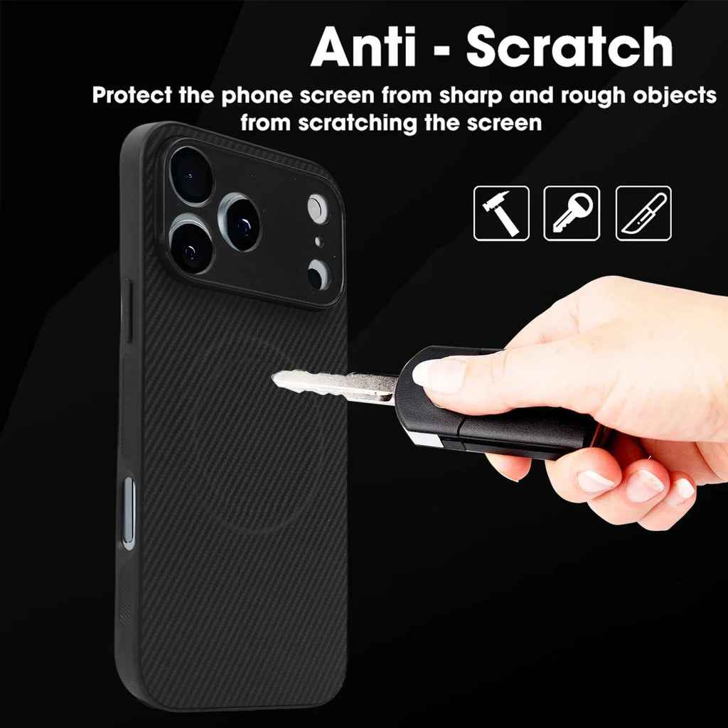 Carbon Fiber for IPhone 17 Pro Case Strong Magnetic Phone Case Slim Thin Smooth TPU Bumper for IPhone 17/17 Pro/17 Air/17 ProMax