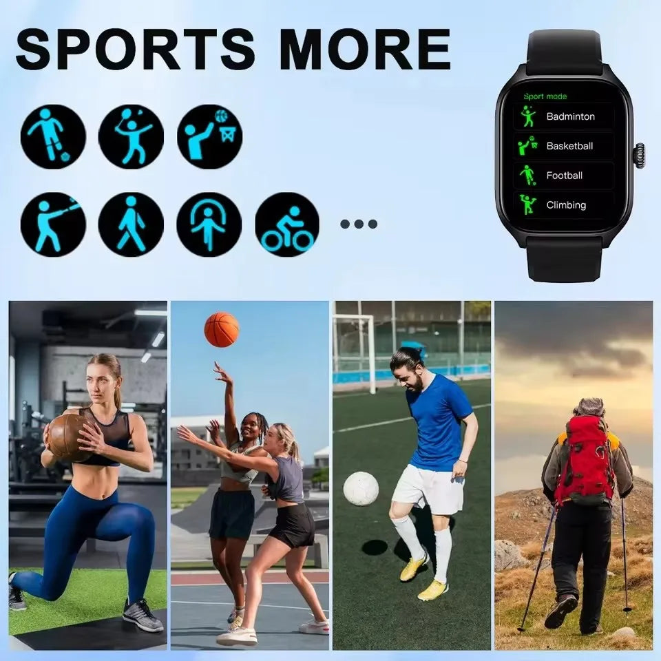 2025 Smart Watch Android IOS Phone 2.01 Inch Color Screen Bluetooth Answer Call Fitness Watches Tracker Smartwatch Women Men