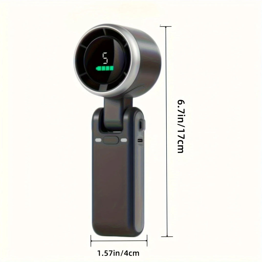 Handheld Fan Portable Foldable USB Rechargeable, Ultra Quiet 5-speed Adjustable, 1200mAh Battery (10 Hours Running Time)