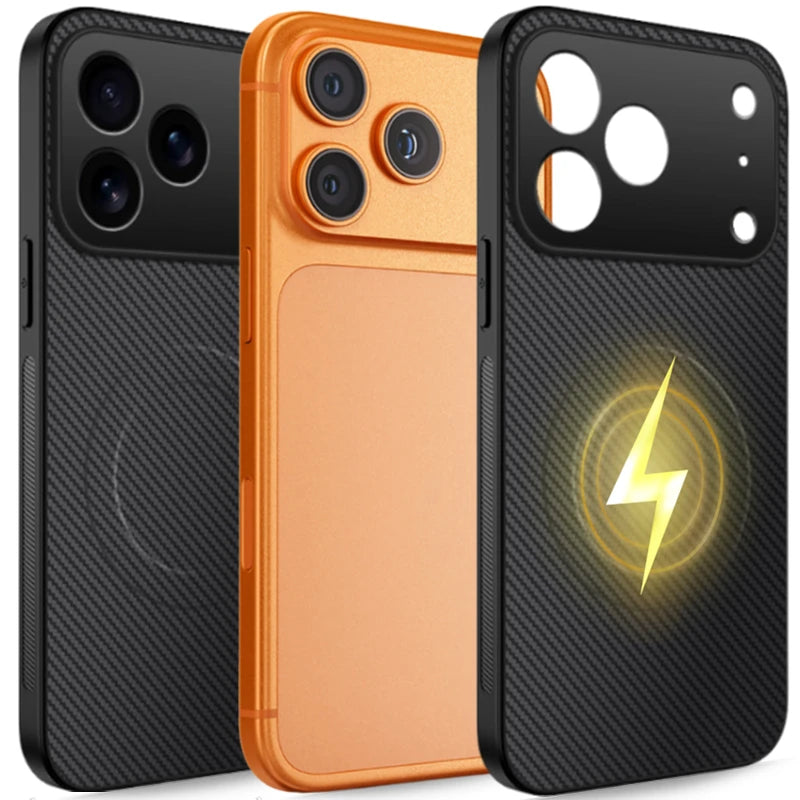 Carbon Fiber for IPhone 17 Pro Case Strong Magnetic Phone Case Slim Thin Smooth TPU Bumper for IPhone 17/17 Pro/17 Air/17 ProMax