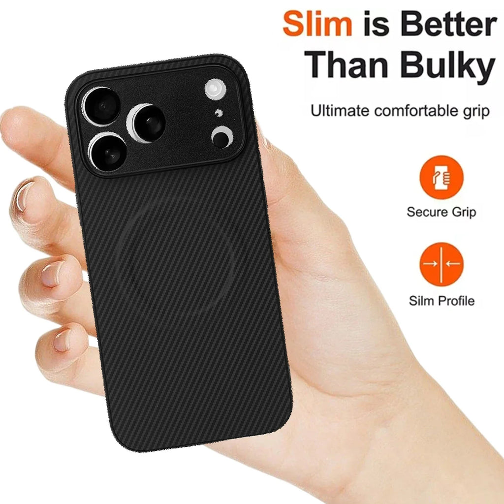 Carbon Fiber for IPhone 17 Pro Case Strong Magnetic Phone Case Slim Thin Smooth TPU Bumper for IPhone 17/17 Pro/17 Air/17 ProMax
