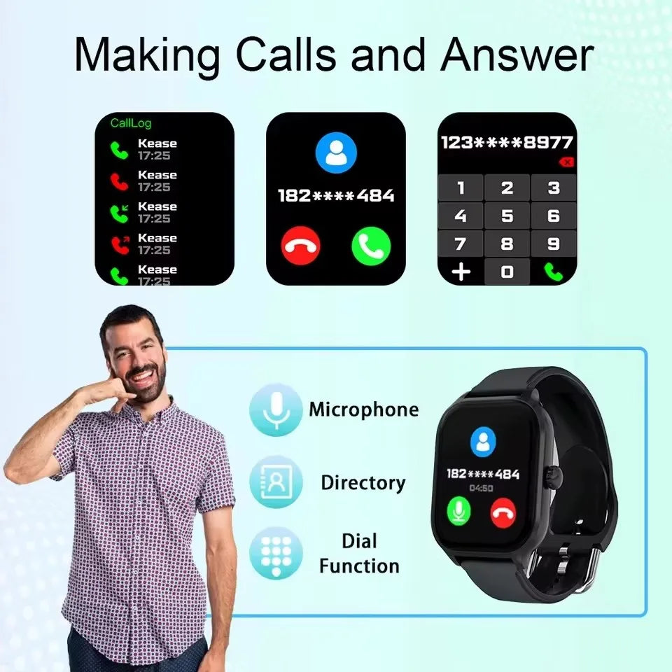 2025 Smart Watch Android IOS Phone 2.01 Inch Color Screen Bluetooth Answer Call Fitness Watches Tracker Smartwatch Women Men