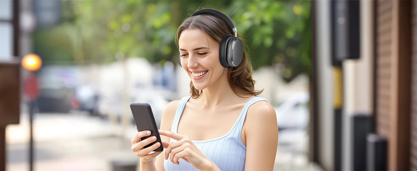 ANC Wireless Bluetooth Over Ear Headphones with Active Noise Cancelling, Hi-Res Audio Low Latency for Airplane Travel, Comfort