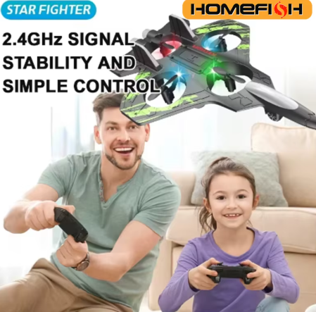HOMEFISH 2.4G remote control fighter electric foam glider stunt tumbling UAV hovering helicopter with LED lights aircraft model