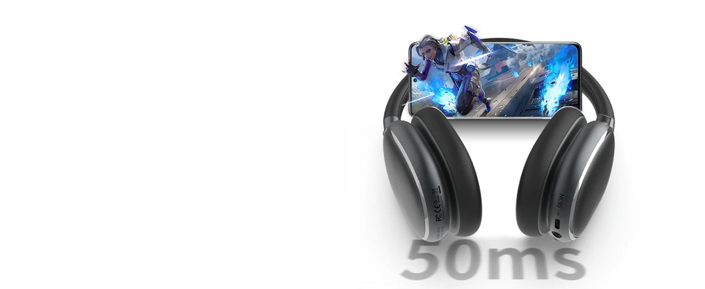 ANC Wireless Bluetooth Over Ear Headphones with Active Noise Cancelling, Hi-Res Audio Low Latency for Airplane Travel, Comfort