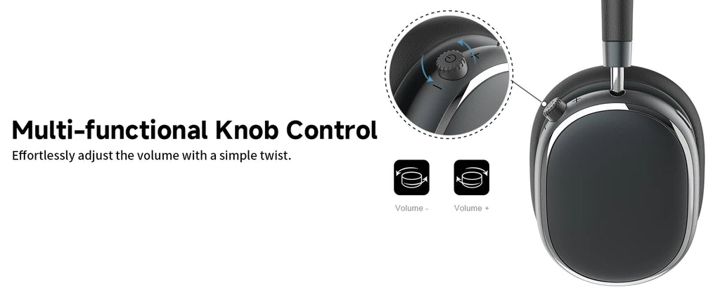 ANC Wireless Bluetooth Over Ear Headphones with Active Noise Cancelling, Hi-Res Audio Low Latency for Airplane Travel, Comfort