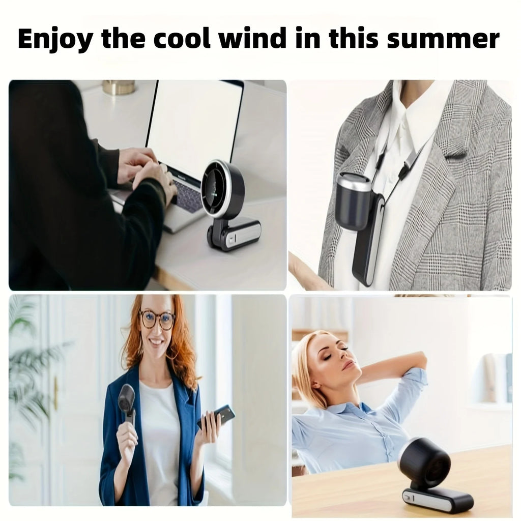 Handheld Fan Portable Foldable USB Rechargeable, Ultra Quiet 5-speed Adjustable, 1200mAh Battery (10 Hours Running Time)